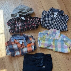 5 Collard Polo & Mixed Plaid Button-Downs - Baby Shirt Bundle 18 months